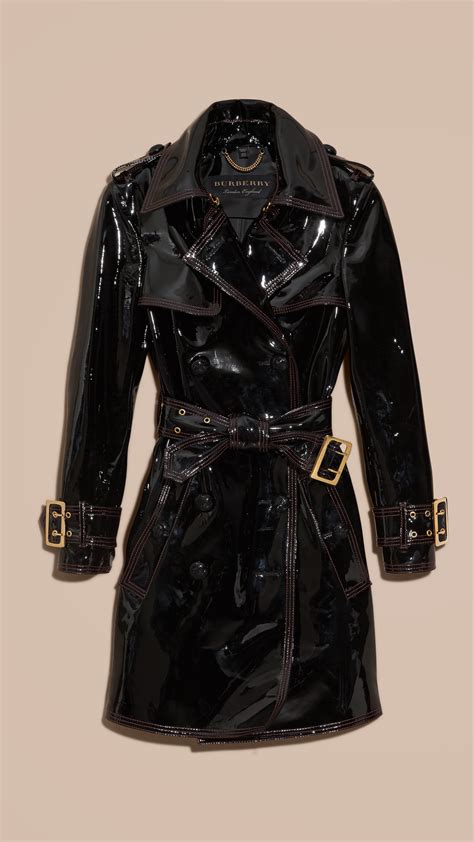 burberry leather detail trench coat|burberry patent leather trench coat.